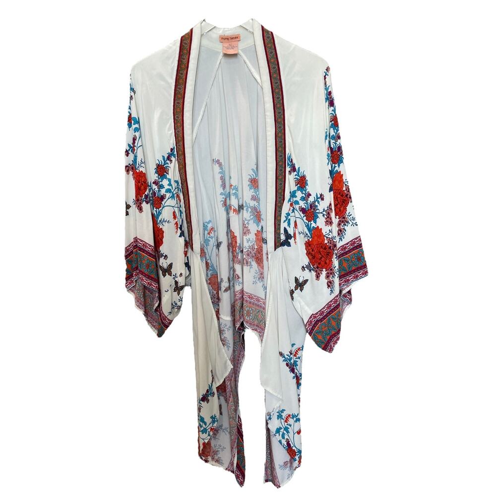 Flying Tomato Boho Floral Kimono Cardigan Rayon Festival Duster M/L - Picture 8 of 8
